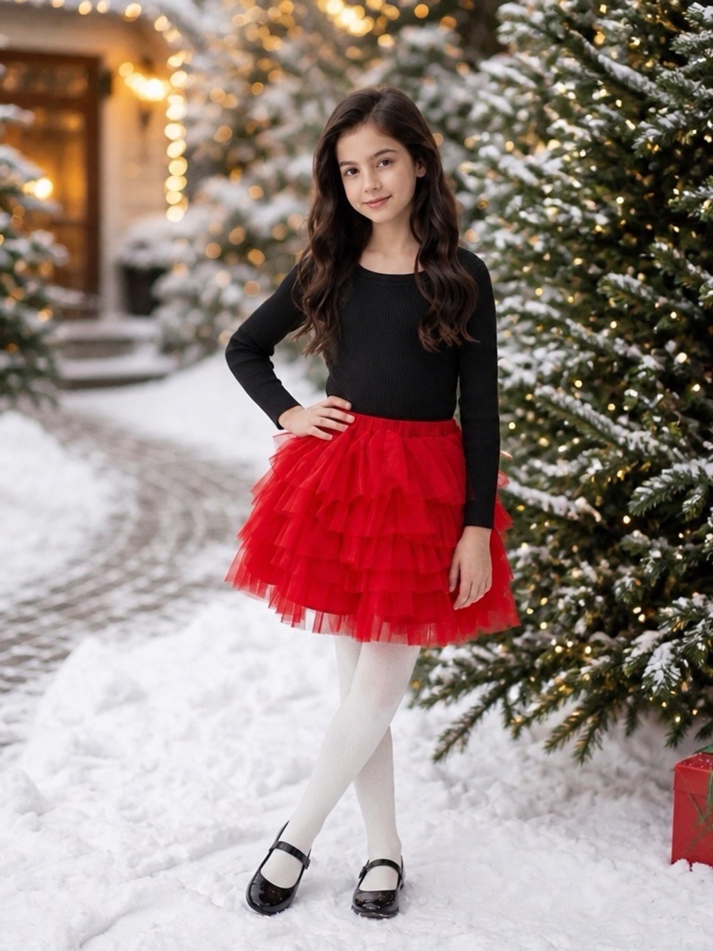 Brokedown Clothing Girls' Red Layered Tulle Skirt - Size 8 EUC